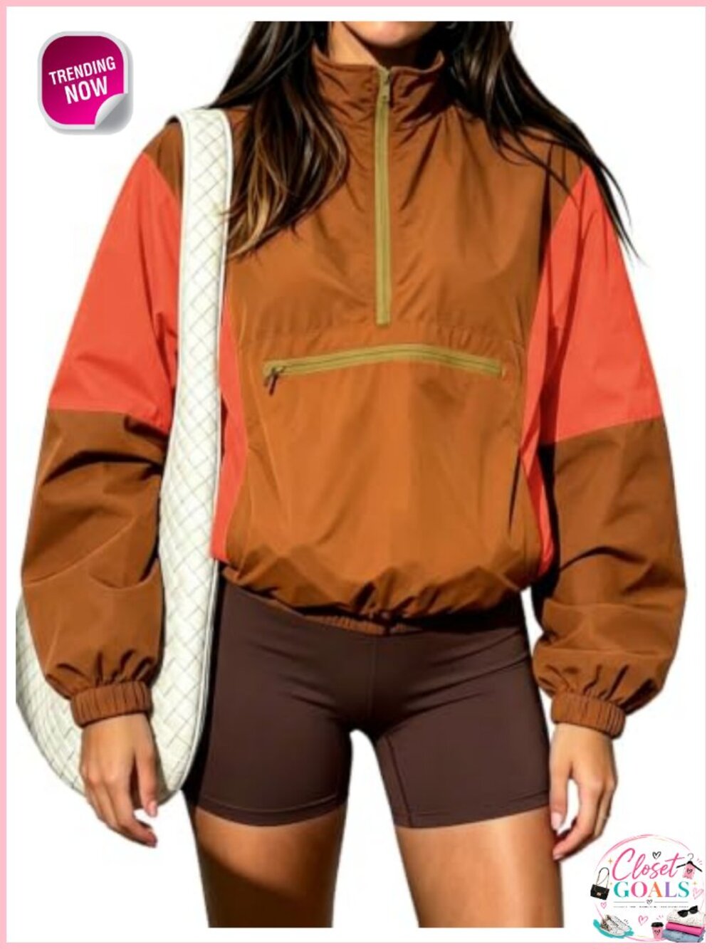 Lightweight Polyamide Quarter Zip Pullover Windbreaker Jacket Oversized Fit